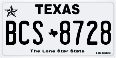 TX license plate BCS8728
