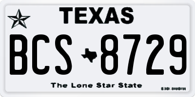TX license plate BCS8729