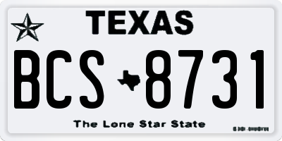 TX license plate BCS8731