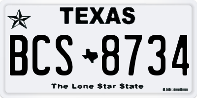 TX license plate BCS8734