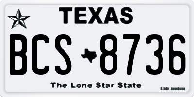 TX license plate BCS8736
