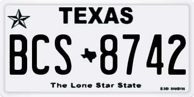 TX license plate BCS8742