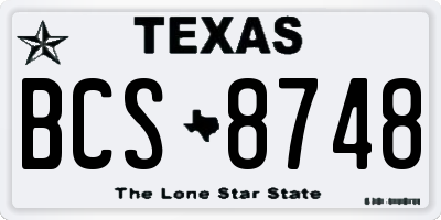 TX license plate BCS8748