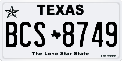 TX license plate BCS8749