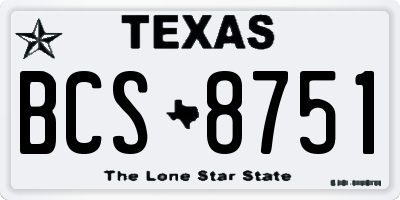 TX license plate BCS8751
