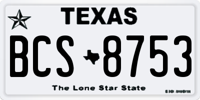 TX license plate BCS8753