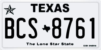 TX license plate BCS8761