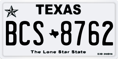 TX license plate BCS8762
