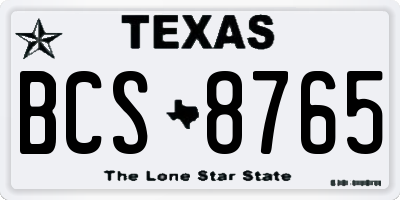 TX license plate BCS8765