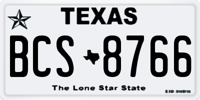 TX license plate BCS8766