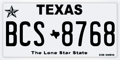 TX license plate BCS8768