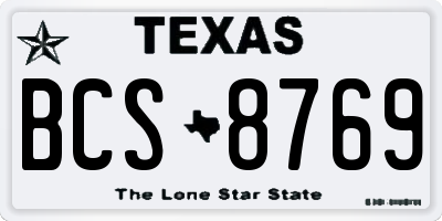TX license plate BCS8769