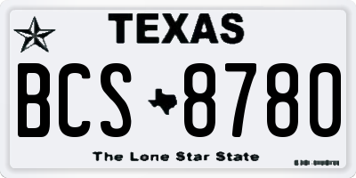 TX license plate BCS8780