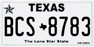 TX license plate BCS8783