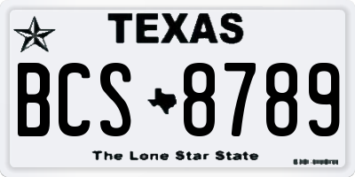 TX license plate BCS8789