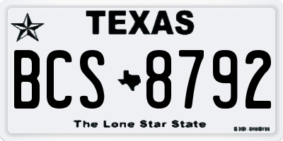 TX license plate BCS8792