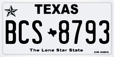 TX license plate BCS8793