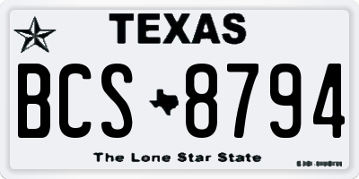 TX license plate BCS8794