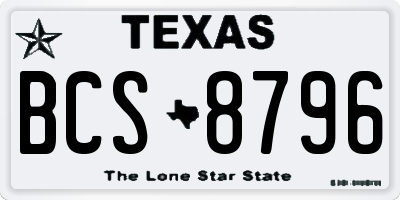 TX license plate BCS8796