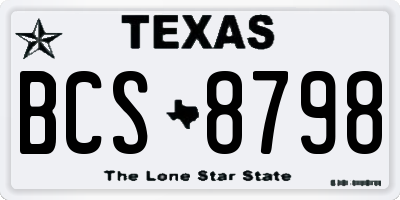 TX license plate BCS8798