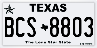 TX license plate BCS8803