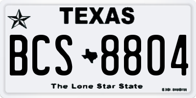 TX license plate BCS8804