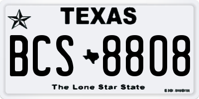 TX license plate BCS8808