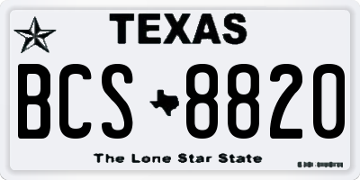 TX license plate BCS8820
