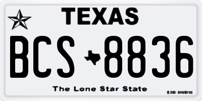 TX license plate BCS8836