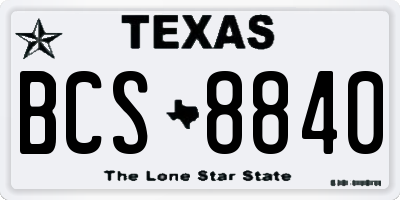 TX license plate BCS8840