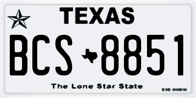 TX license plate BCS8851