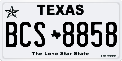 TX license plate BCS8858