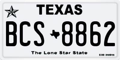 TX license plate BCS8862