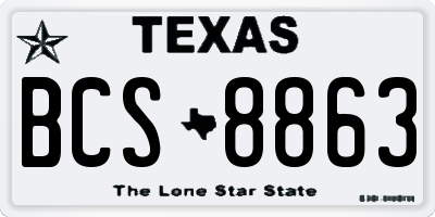 TX license plate BCS8863