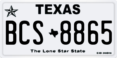 TX license plate BCS8865