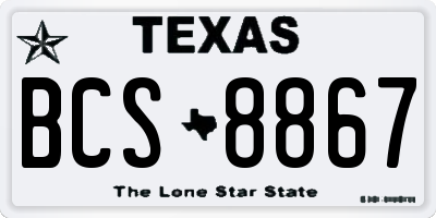 TX license plate BCS8867