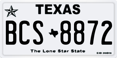 TX license plate BCS8872