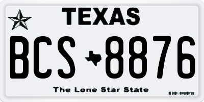 TX license plate BCS8876