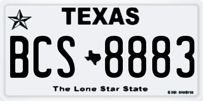 TX license plate BCS8883