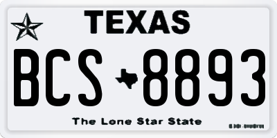 TX license plate BCS8893