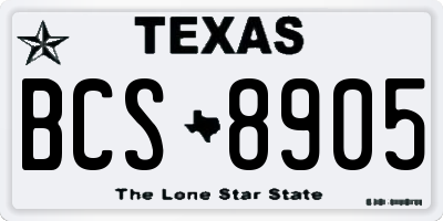 TX license plate BCS8905