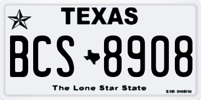 TX license plate BCS8908