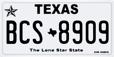 TX license plate BCS8909