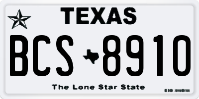 TX license plate BCS8910