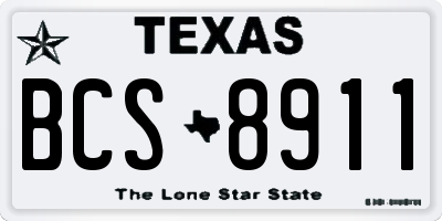 TX license plate BCS8911
