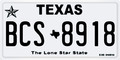 TX license plate BCS8918