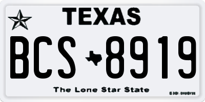 TX license plate BCS8919