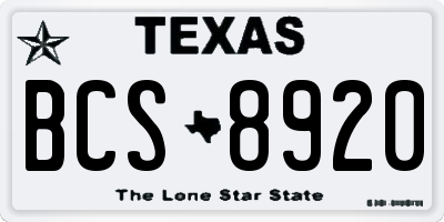 TX license plate BCS8920