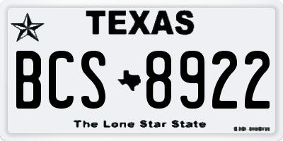 TX license plate BCS8922