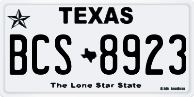 TX license plate BCS8923
